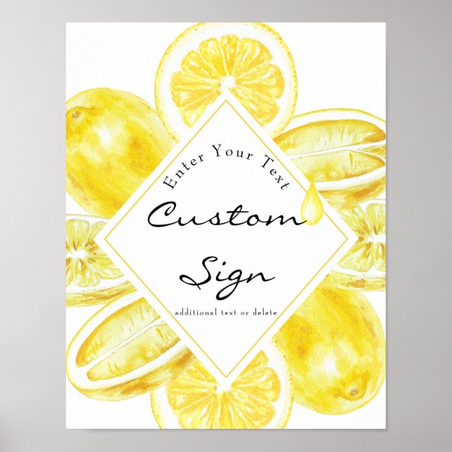 Affiche Panneau Texte Personnalisé | Citron Jaune | Citron (Devant)