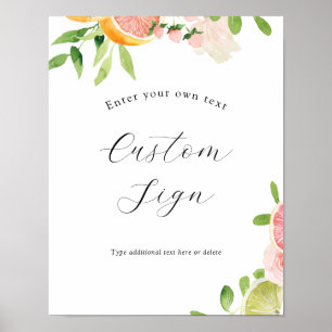 Affiche Panneau Texte personnalisé Citrus rose