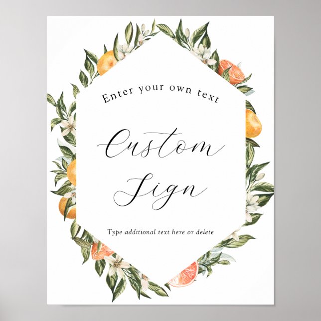 Affiche Panneau texte personnalisé Clementine Oranges et v (Devant)