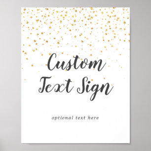 Affiche Panneau texte personnalisé Mariage Gold Confetti
