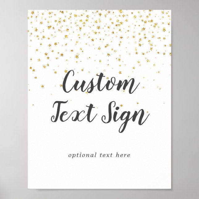 Affiche Panneau texte personnalisé Mariage Gold Confetti (Devant)