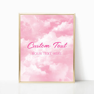 Affiche Panneau Texte Personnalisé Pink Sparkly Clouds