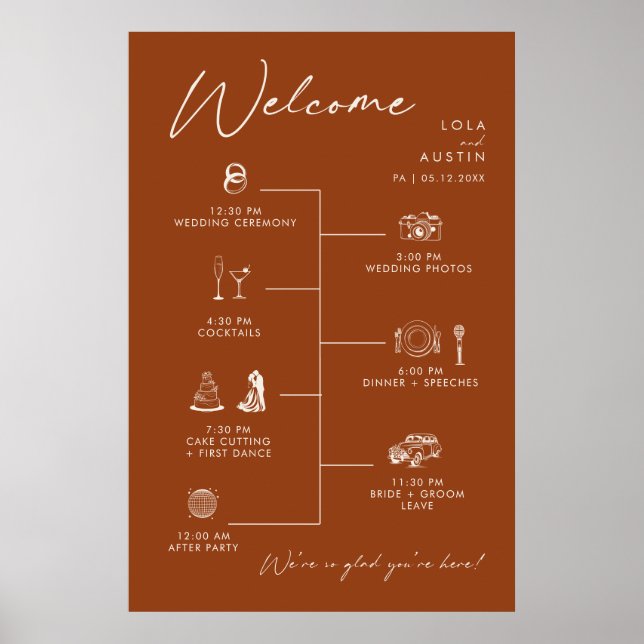 Affiche Panneau Timeline Mariage simple pour le désert (Devant)