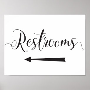 Affiche Panneau Toilettes Mariage Flèche Gauche Directions