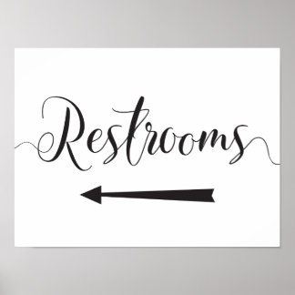 Affiche Panneau Toilettes Mariage Flèche Gauche Directions
