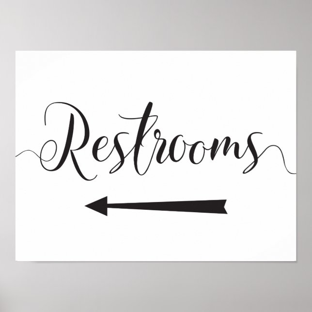 Affiche Panneau Toilettes Mariage Flèche Gauche Directions (Devant)