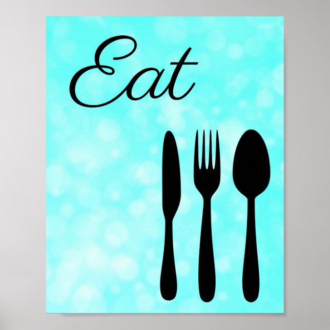 Affiche Panneau turquoise et noir pour cuisine (Devant)