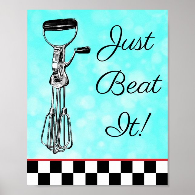 Affiche Panneau turquoise, noir et rouge Just Beat It (Devant)