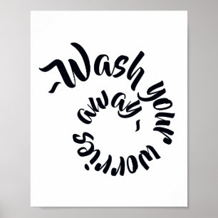 Affiche Panneau typographique de salle de bain pour laver