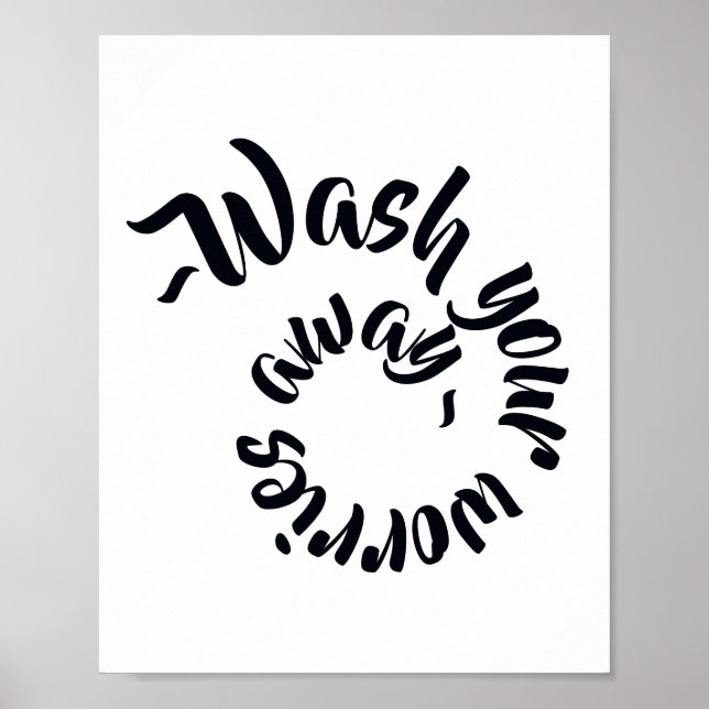 Affiche Panneau typographique de salle de bain pour laver  (Devant)