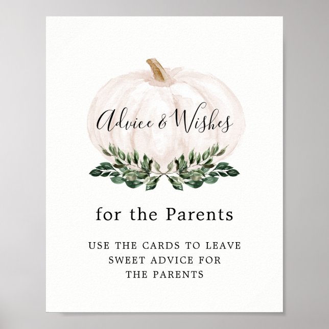 Affiche Panneau vert blanc Citrouille Conseils et souhaits (Devant)