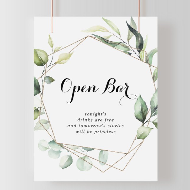 Affiche Panneau vert Mariage à barre ouverte géométrique E (Créateur téléchargé)
