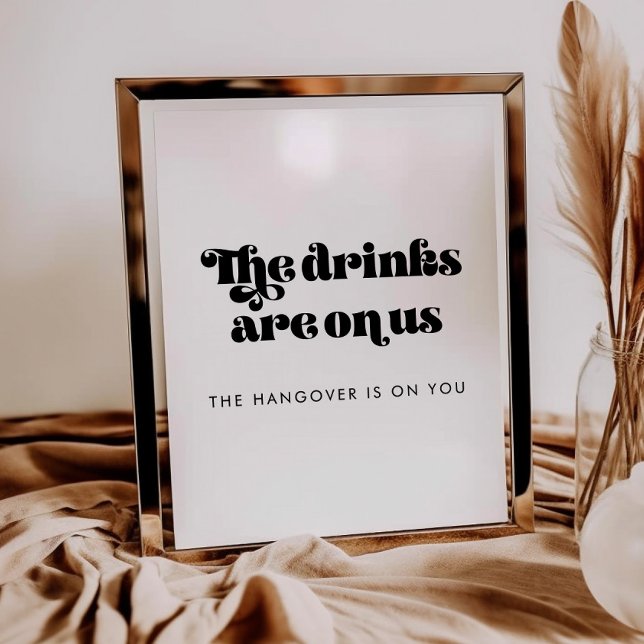 Affiche Panneau vintage Retro Script Mariage Open Bar (Créateur téléchargé)