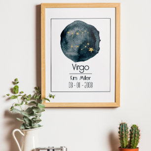 Affiche Panneau Virgo Zodiac : Nom personnalisé et anniver