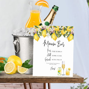 Affiche Panneau Wedding shower Mimosa  citrons aquarelle