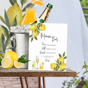 Affiche Panneau Wedding shower Mimosa citrons aquarelle