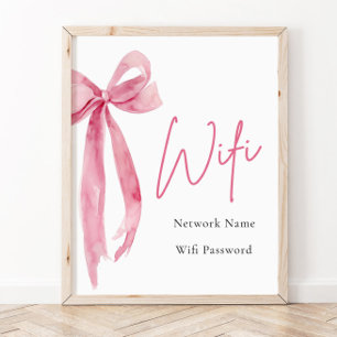 Affiche Panneau Wi-Fi Aquarelle moderne Clush Rose Bow
