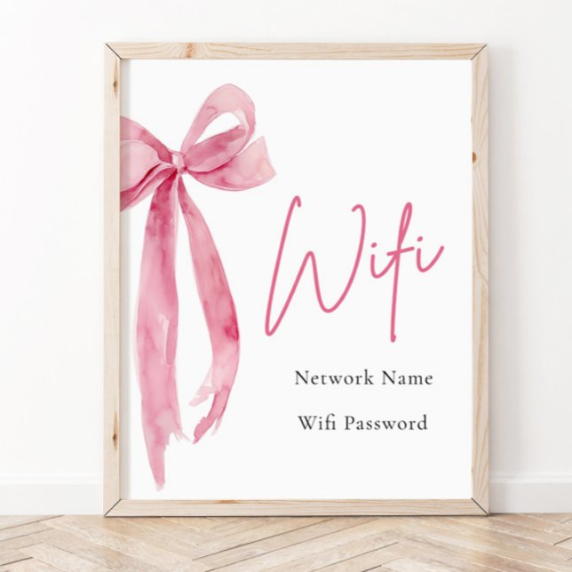 Affiche Panneau Wi-Fi Aquarelle moderne Clush Rose Bow (Créateur téléchargé)