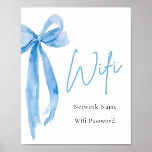 Affiche Panneau Wi-Fi Aquarelle moderne Dusty Blue élégant