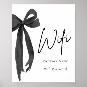 Affiche Panneau Wi-Fi Aquarelle moderne Elegant Noir Bow