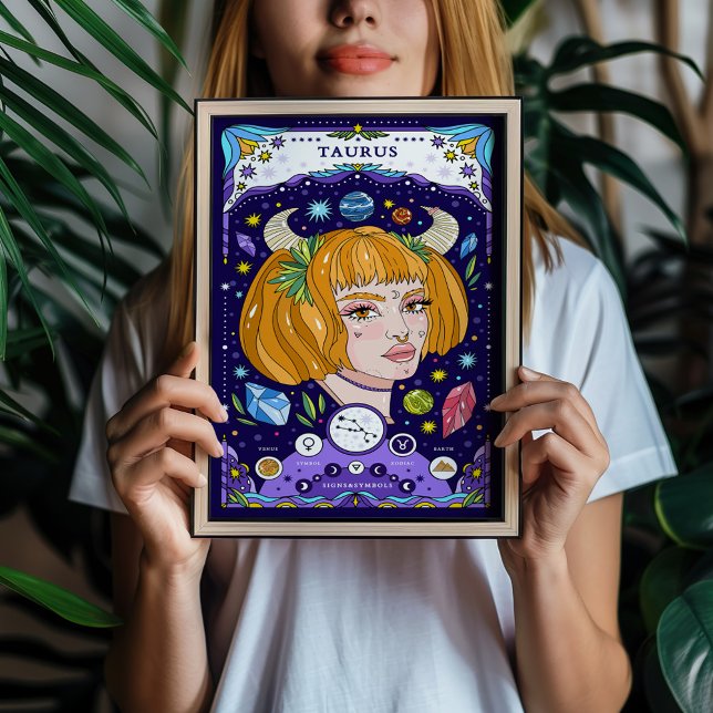 Affiche Panneau Zodiaque Taurus BluePoster - Elégant et Te (Créateur téléchargé)