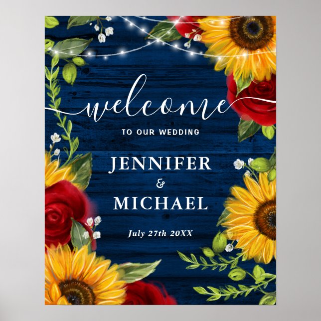 Affiche Panneaux de bienvenue de mariage Rose Tournesol Bo (Devant)