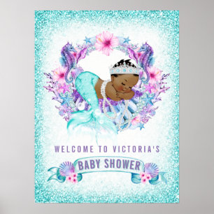 Affiche Panneaux de bienvenue pour Baby Shower de sirène e