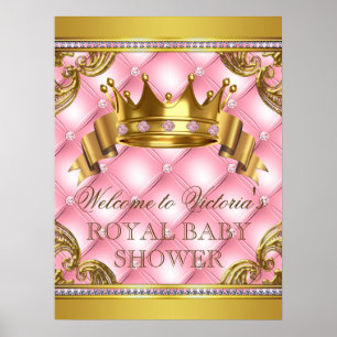 Affiche Panneaux de Fête de Naissance Princesse en Or Rose