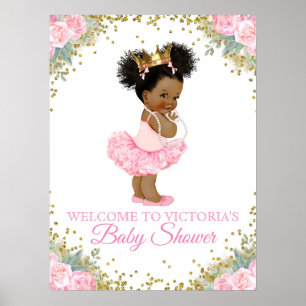 Affiche Panneaux de fête prénatale pour princesse afro-amé