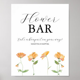 Affiche Panneaux de signalisation de fleurs de mariage aux