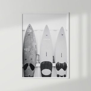 Affiche Panneaux de Surf côtier noir et blanc
