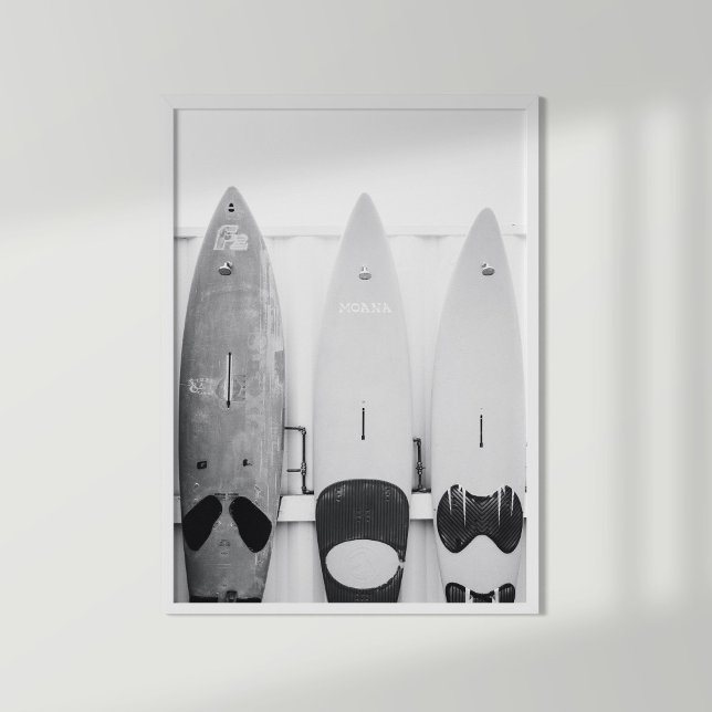 Affiche Panneaux de Surf côtier noir et blanc (Créateur téléchargé)