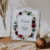 Panneaux floraux bordeaux & navals Cartes & Cadeau