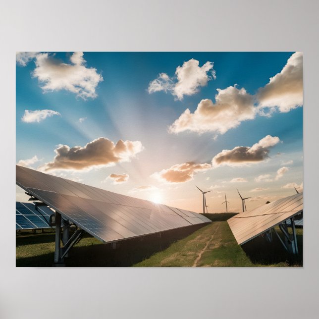 Affiche Panneaux solaires efficaces avec Arrière - plan Sk (Devant)