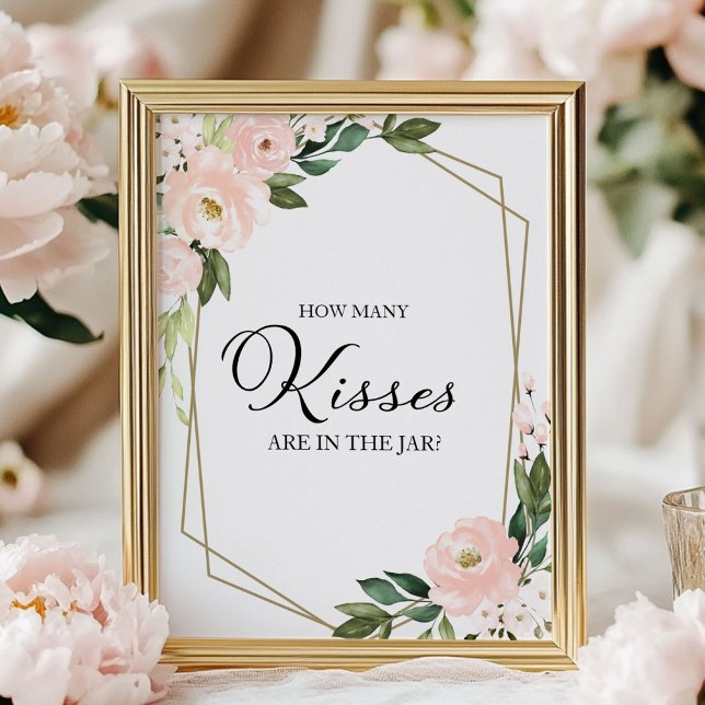 Affiche Panonceau géométrique floral "Combien de baisers"  (Créateur téléchargé)