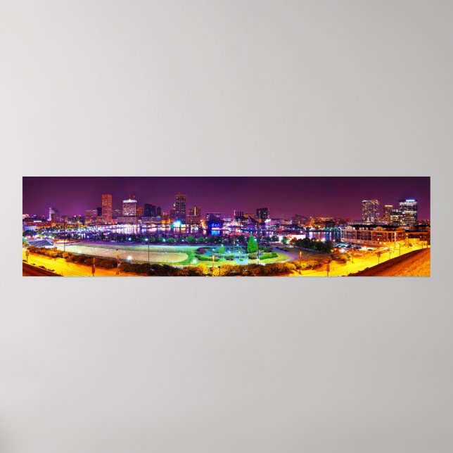 Affiche Panorama de Baltimore's Inner Harbor Night Skyline (Devant)