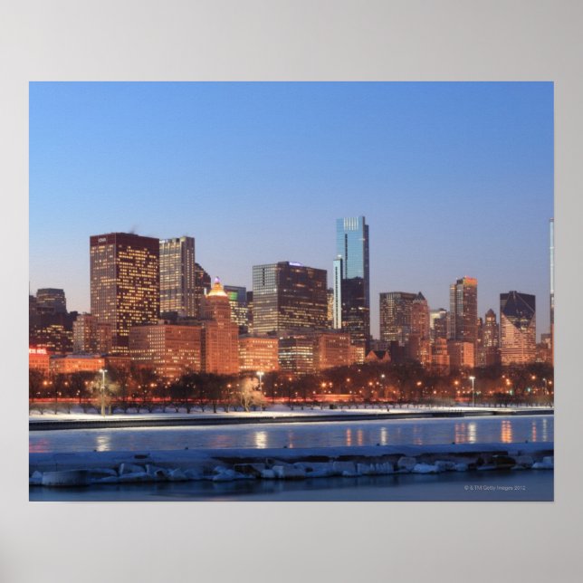 Affiche Panorama de Chicago, Illinois sur le lac (Devant)