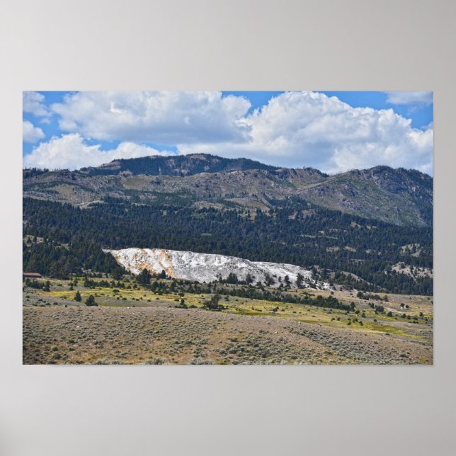 Affiche Panorama de Mammoth Hot Springs, Yellowstone, Wyom (Devant)