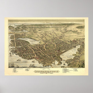 Affiche Panorama Oiseaux Vue oculaire de Portsmouth NH 187