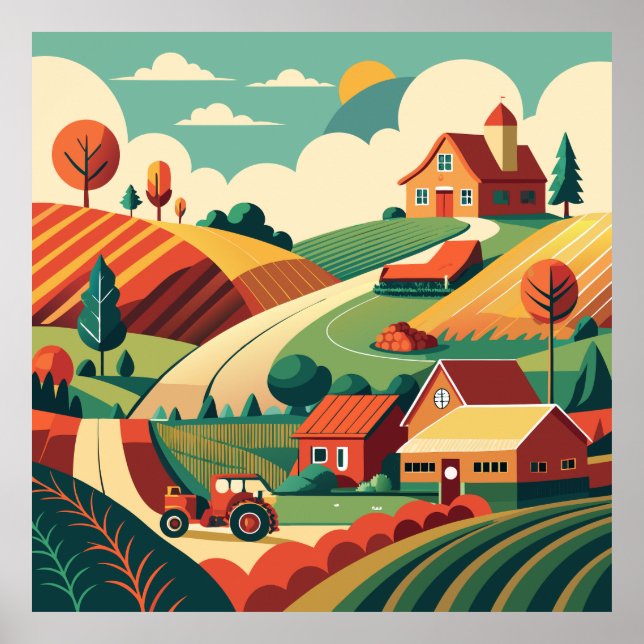Affiche Panorama rustique de la vie agricole (Devant)