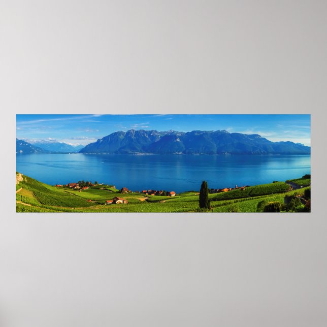 Affiche Panorama sur la région de Lavaux, Vaud, Suisse (Devant)