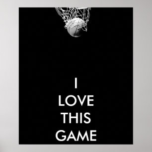 Affiche panoramique de basket-ball en noir et blan