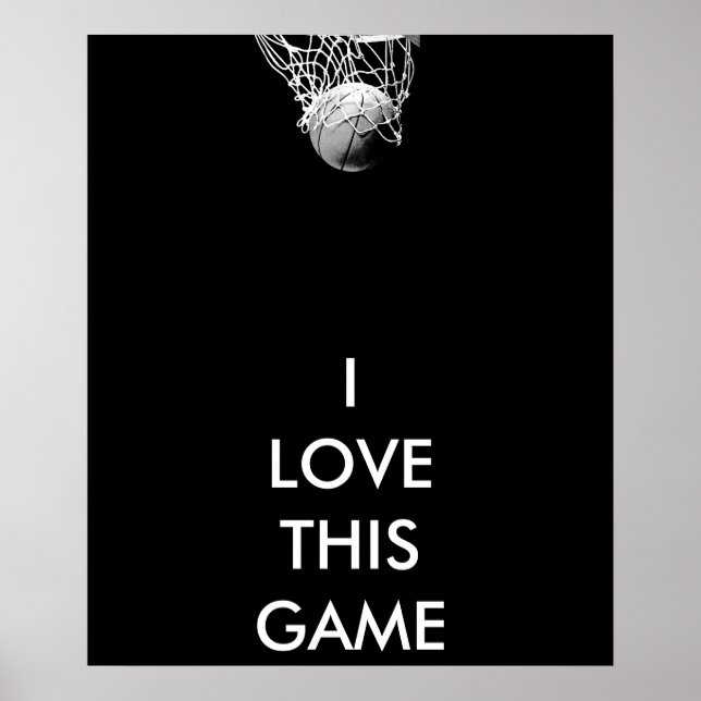Affiche panoramique de basket-ball en noir et blan (Devant)