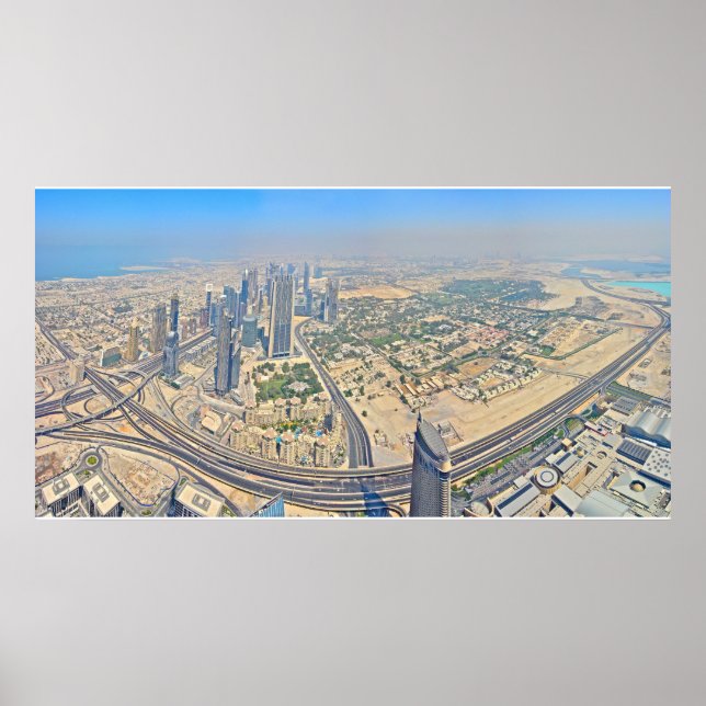 Affiche Panoramique de Dubaï depuis le Burj Khalifa (Devant)