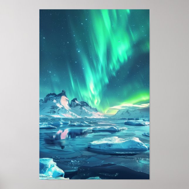 Affiche panoramique de l'Antarctique Aurora Boreal (Devant)