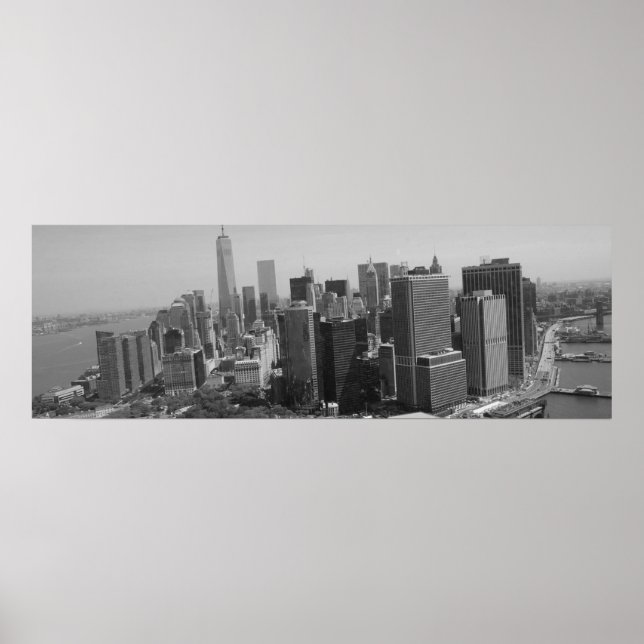 Affiche Panoramique Noir Blanc New York Skyline (Devant)