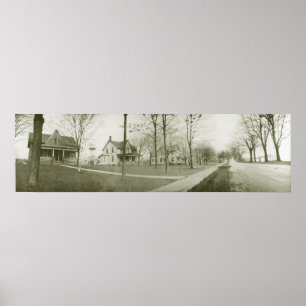 Affiche Panoramique vintage du Dr. de rive d'un lac de