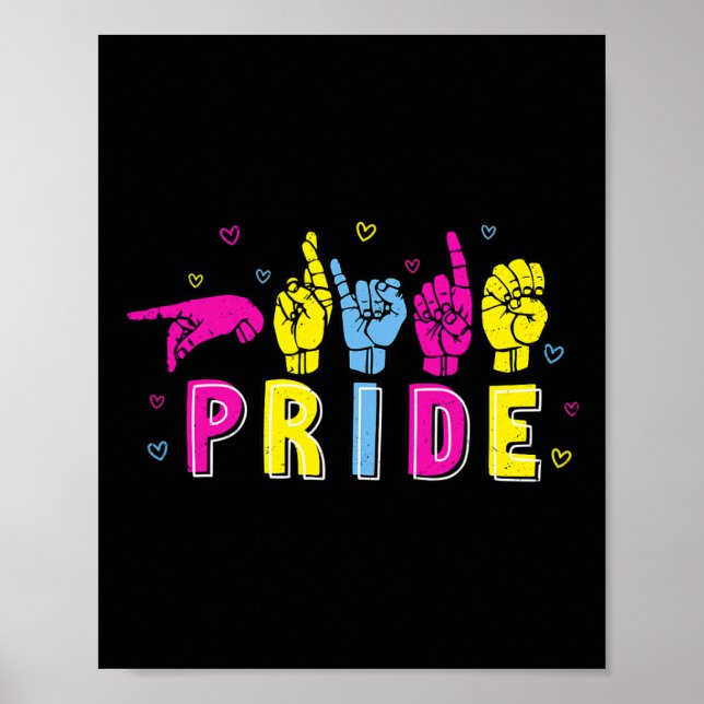 Affiche Pansexual ASL Pride Pan Rainbow Sign Language sour (Devant)