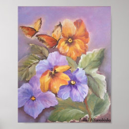 Affiche Pansies avec papillon