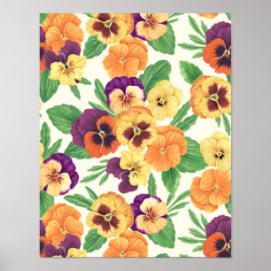Affiche Pansies sur blanc cassé